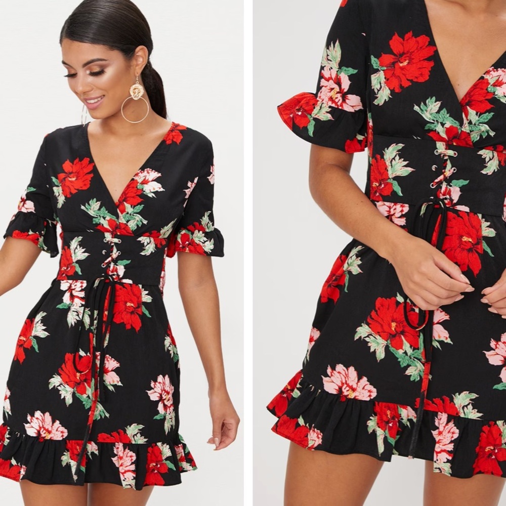 NWT pretty little thing floral corset dress size us 10 - Picture 3 of 6